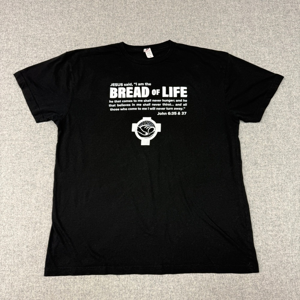 Smart Blanks | Bread of Life Christian Graphic T-Shirt | XL | Black | Volunteer